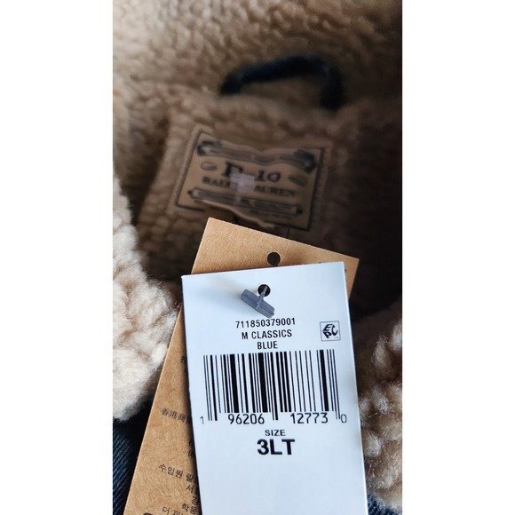 NWT Polo Ralph Lauren Men's Sherpa Fleece Lined Denim Trucker Jean Jacket w/Flag - Picture 6 of 14
